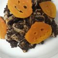 kimimaruo's cooksnap of when they made ハロウィン☆ひじきとオリーブの黒パスタ.