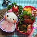 ８児のママきよっぺ's cooksnap of when they made 超簡単☆ピンクのうさぎ ＊キャラ弁＊.