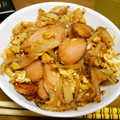 犬Gyami's cooksnap of when they made 魚肉ソーセージの卵とじ丼.
