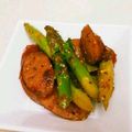 たべみじ's cooksnap of when they made アスパラやソーセージで☆粒マスタード炒め.