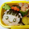 えんもん's cooksnap of when they made 時代劇風★姫ちゃん＆殿くん　キャラ弁.