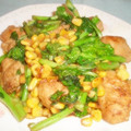 mikochang's cooksnap of when they made 菜の花と鶏肉の柚子胡椒炒め✿.