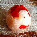 SooOrange's cooksnap of when they made チーズと福神漬けのおにぎり.
