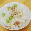 鈴ピヨ's cooksnap of when they made 枝豆ベーコンチーズご飯.
