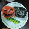 ラスポラ's cooksnap of when they made ハロウィンに★カボチャとクモの巣おにぎり.