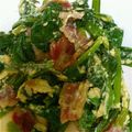 こけよ's cooksnap of when they made 小松菜とベーコン（豚バラ）の卵とじ.