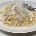 真雪と繭's cooksnap of when they made たらこ（明太子）といかのスープスパ.