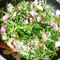 もゆそみmama's cooksnap of when they made ベーコンと水菜のぺペロンチーノ.