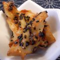 tomokoshiawase's cooksnap of when they made ひねりちくわ☆黒ごまコチュジャン炒め.