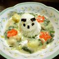 大良ママさん's cooksnap of when they made ☆クリームシチュー☆雪だるまデコレーショ.