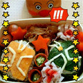 JUNyukomom's cooksnap of when they made 仮面ライダーウィザード キャラ弁 3種類.