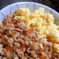ミプリン's cooksnap of when they made ☆簡単！鶏ひき肉の二色丼☆.