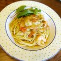 あくび♪'s cooksnap of when they made トマトと海老のバジルソーススパゲティ.