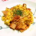 シャンプーハット's cooksnap of when they made 魚ニソとトマト入りスクランブルエッグ.