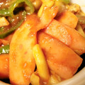 ニャーコ♪'s cooksnap of when they made 魚二ソとピーマンと茸のナポリタン炒め.