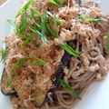 ＫＩＸ's cooksnap of when they made 焼きナス鶏そぼろのあんかけ蕎麦.
