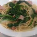 よなこ's cooksnap of when they made ソーセージとほうれん草のスープパスタ.