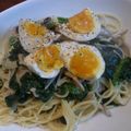ニョロ11's cooksnap of when they made きのことほうれん草のクリームスパゲティ.