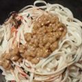 かぴーな's cooksnap of when they made ★簡単★めんたいこおうどん納豆がけ.