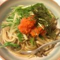 想羽ママ's cooksnap of when they made シャキシャキ水菜ときのこ明太子和風パスタ.