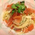 ウッディ—'s cooksnap of when they made トマトとサーモンの冷製パスタ＠塩麹.