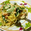 さちやーん's cooksnap of when they made 鮭とほうれん草と葱のクリームパスタ.