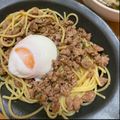 love385's cooksnap of when they made ピリ辛ひき肉のネギごまパスタ.