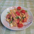オレンジリング's cooksnap of when they made トマトと卵とハムでちゃちゃっと炒め♪.