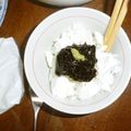 toshiebaba's cooksnap of when they made クリチミニ丼　海苔の佃煮山葵添え.