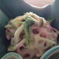 はろにゃん's cooksnap of when they made れんこん、しめじ、豆苗の胡麻和え.