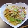 こもも0613's cooksnap of when they made 歯応えキャベツのぺぺロンチーノ.