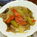 Mnakayoshi's cooksnap of when they made 白滝と豚肉と人参のネギ生姜すきやき風煮.