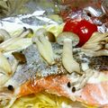 taemam's cooksnap of when they made ☆きのことサーモンのホイル焼き☆.