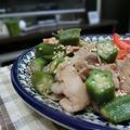 ぽっぽぺぺ's cooksnap of when they made ❤オクラと豚肉のチリポン炒め❤.