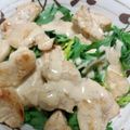 まー坊（・＿・）'s cooksnap of when they made 春菊と鶏肉のサラダ♡ぽんマヨソース.