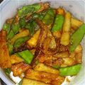 cherry_u's cooksnap of when they made 揚げ長芋とさやえんどうの炒めもの.