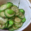 caramel-cookie's cooksnap of when they made 超簡単！きゅうりと枝豆の麺つゆ和え.