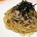 hitsujimei's cooksnap of when they made 娘大好き❤蓮根と梅干しのバター醤油パスタ.