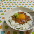 赤い電話's cooksnap of when they made 簡単！激ウマ！イカの塩辛たまごごはん.