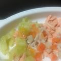 焼肉☆大好き's cooksnap of when they made 鮭のチャンチャン焼き風*離乳食 中期.