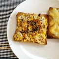 komutatata's cooksnap of when they made 鮭フレ×白葱×コーンのレモン風味トースト.