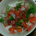 単！！'s cooksnap of when they made 刺身切だしで、海鮮丼「夏バージョン」.