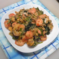 七色ワクチン's cooksnap of when they made 海老と小松菜のふんわり玉子炒め.