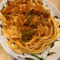 amaranthus's cooksnap of when they made サルシッチャでトマトスパゲッティ.