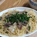リデルさんさんご's cooksnap of when they made 旦那も喜ぶ☆牛肉とキノコの和風パスタ.