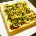♡まゆのすけ♡'s cooksnap of when they made 粗く潰したじゃが芋のお好み焼き風トースト.