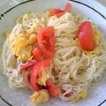 mikiwa's cooksnap of when they made トマトと卵とそうめんのチャンプルー.