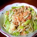 moco33's cooksnap of when they made とろ～り鮭マヨカルボうどん.