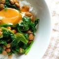 piko-rin's cooksnap of when they made 納豆とほうれん草の黄身あえ.