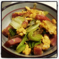 やよもも's cooksnap of when they made レタスとウインナーの卵とじ.